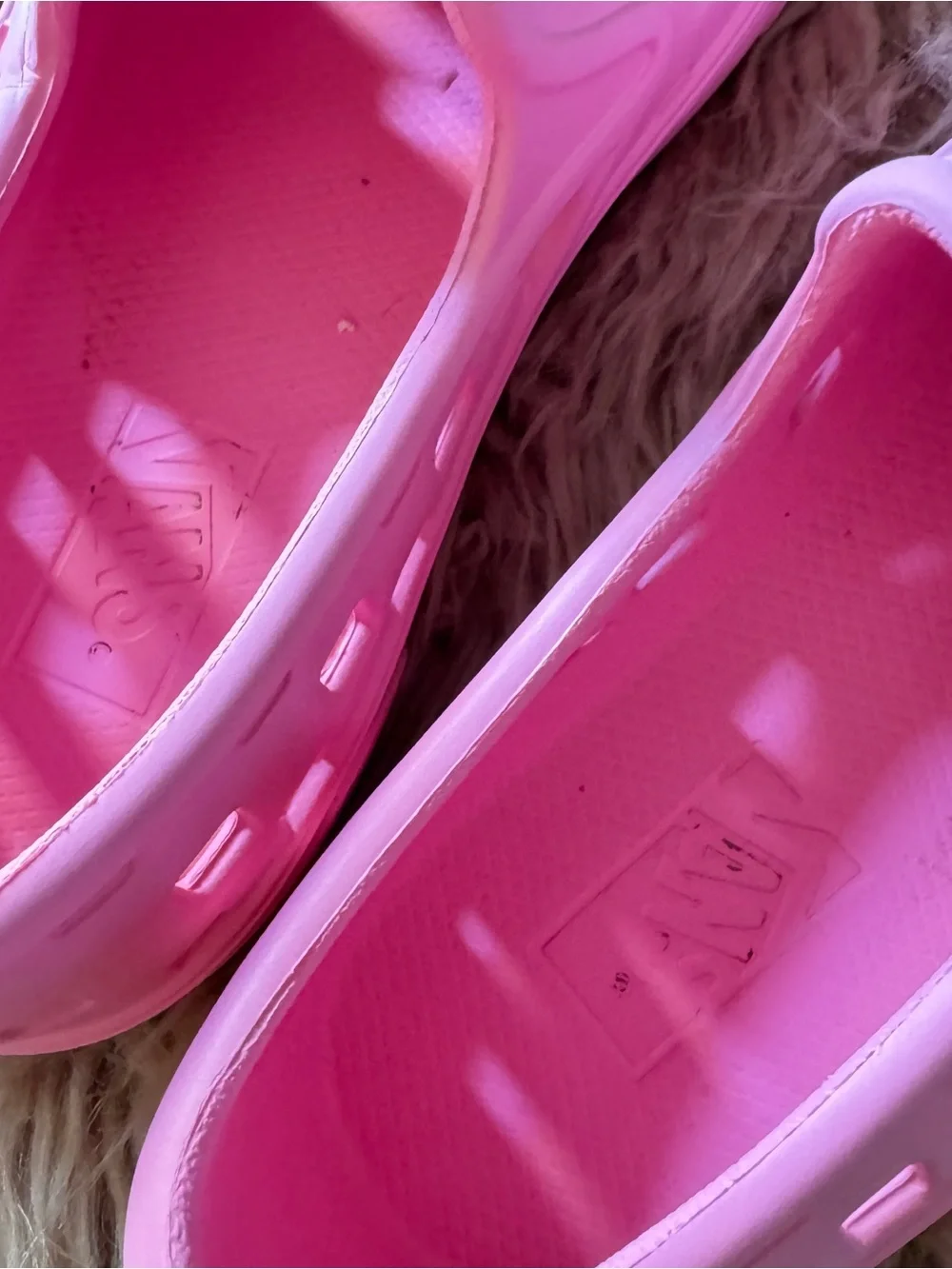 VANS Trk Youth Girls Slip-On Shoes Pink- Youth Kids Size 3 - checkerboard cutout